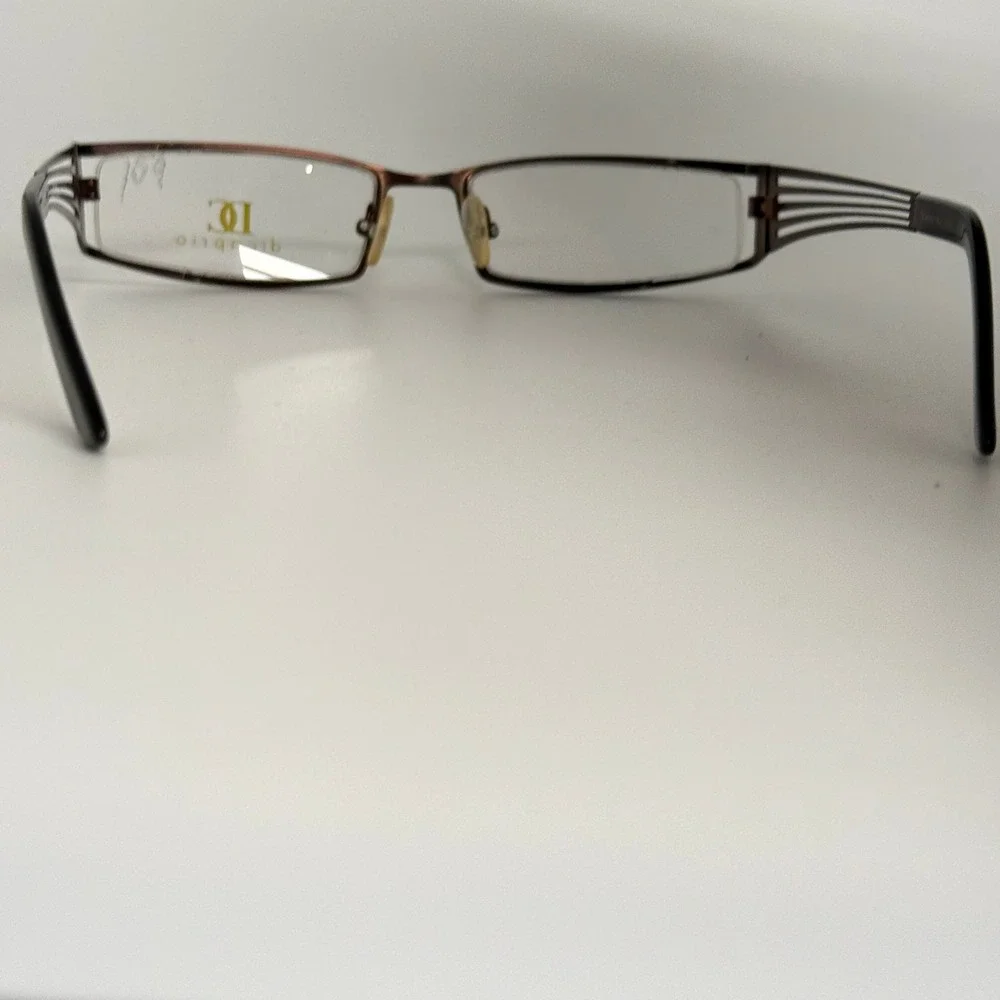 DiCaprio Brown Rectangular Eyeglasses‎ Frames 51-18-140 Striped Temple Design